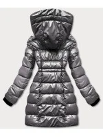 Šedá oboustranná dámská metalická bunda (b8070-70) Šedá oboustranná dámská metalická bunda (b8070-70)