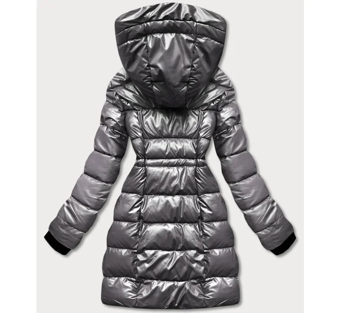 Šedá oboustranná dámská metalická bunda (b8070-70) Šedá oboustranná dámská metalická bunda (b8070-70)