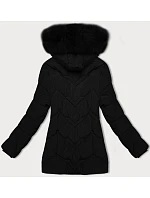 Černá dámská zimní plus size bunda s kapucí model 21248343 - S'WEST