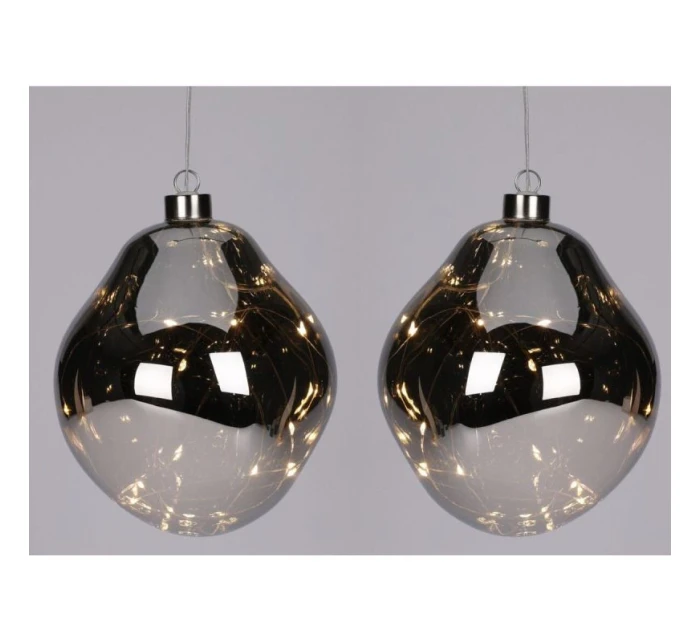 BAUBLE SKLENĚNÉ TVAROVÁNÍ KAPKA 2KS VEDL 12CM ANTRACITOVÁ