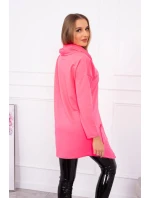 Oversize tunika s obálkou vpředu růžová neonová