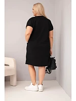 Dámské šaty plus size s krátkým rukávem a kapsami černá