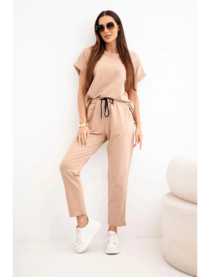 Bavlněná souprava halenka + kalhoty velbloudí Bavlněná souprava halenka + kalhoty velbloudí