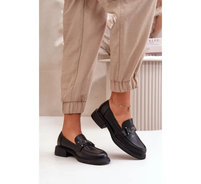 Elegantní Dámské Mokasiny Z Přírodní Kůže Černé Vinceza 91114