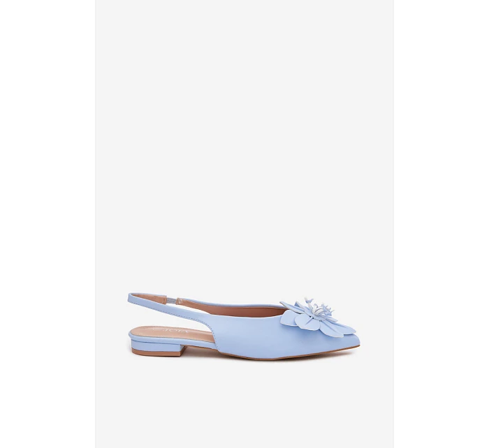 Dámské sandály na ploché podrážce s dekorativním květem modré Telivette