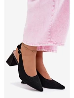 Materiálové Sandály na Podpatku Černé model 22107009 - Boto Materiálové Sandály na Podpatku Černé model 22107009 - Boto