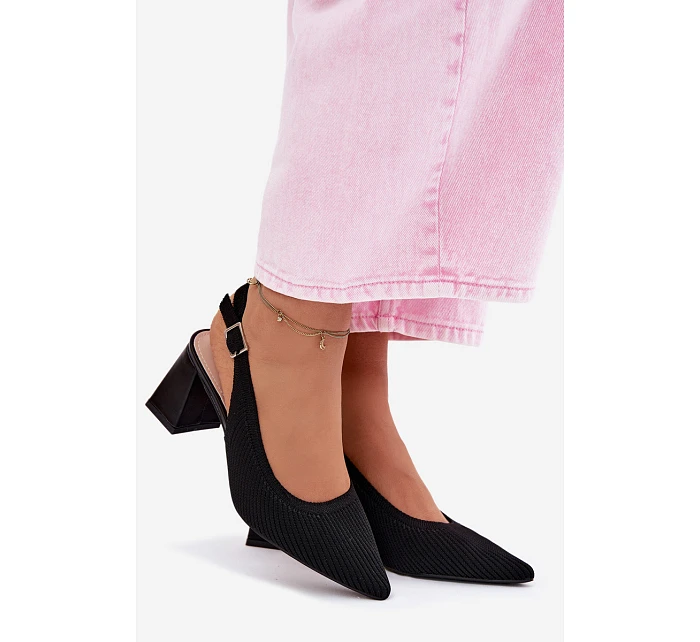 Materiálové Sandály na Podpatku Černé model 22107009 - Boto Materiálové Sandály na Podpatku Černé model 22107009 - Boto