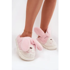 Dámské huňaté pantofle s motivem králíčka – růžové Faylen Dámské huňaté pantofle s motivem králíčka – růžové Faylen