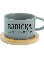 BABIČKA MIMO PROVOZ - šedý hrníček makronka 200 ml