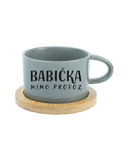 BABIČKA MIMO PROVOZ - šedý hrníček makronka 200 ml