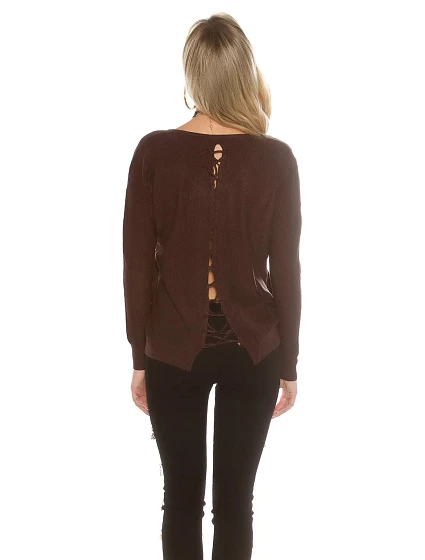 Trendy svetr model 20829253 se šňůrkami - Koucla Trendy svetr model 20829253 se šňůrkami - Koucla