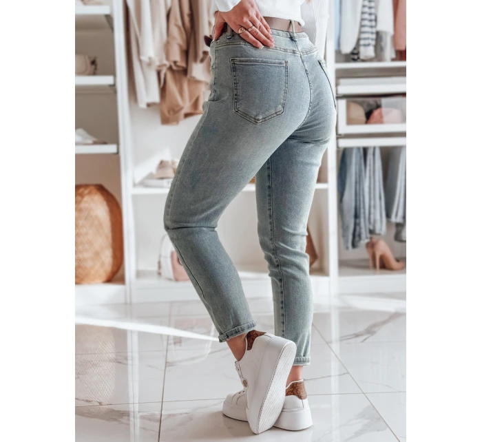 Dámské džínové kalhoty slim fit s páskem SLIMVISA modré FashionStreet UY2460