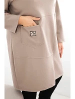 Dámské šaty Plus Size model 21486220 s kapsou a rukávem 3/4 fango - K-Fashion