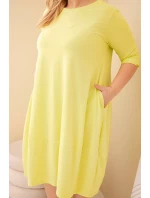 Dámská bavlněná model 21917173 Plus Size s ohrnutým rukávem a kapsami pistáciová - K-Fashion