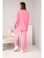 Dámská viskózová souprava s volnou blůzou a kalhotami světle růžový Dámská viskózová souprava s volnou blůzou a kalhotami světle růžový