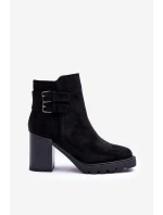 Kožené Boty Na Podpatku Černé model 21632219 - Boto