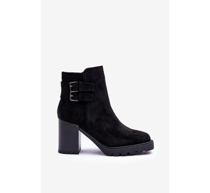 Kožené Boty Na Podpatku Černé model 21632219 - Boto