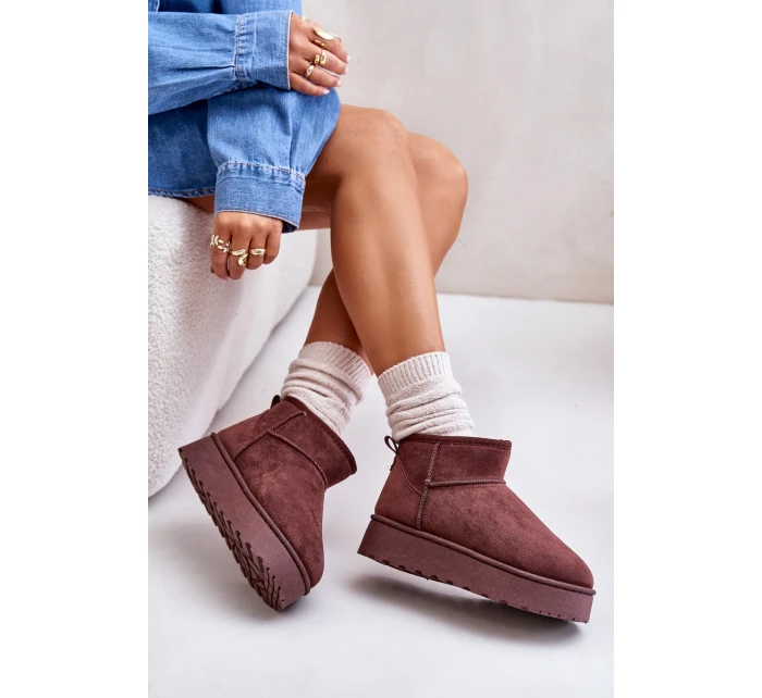 Dámské Sněhule Na Platformě Zateplené Kožíškem Tmavě Hnědé model 21672069 - Boto Dámské Sněhule Na Platformě Zateplené Kožíškem Tmavě Hnědé model 21672069 - Boto