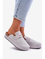 Dámské Pantofle Zdobené Kryštály Na Platformě Šedé Deorani Dámské Pantofle Zdobené Kryštály Na Platformě Šedé Deorani