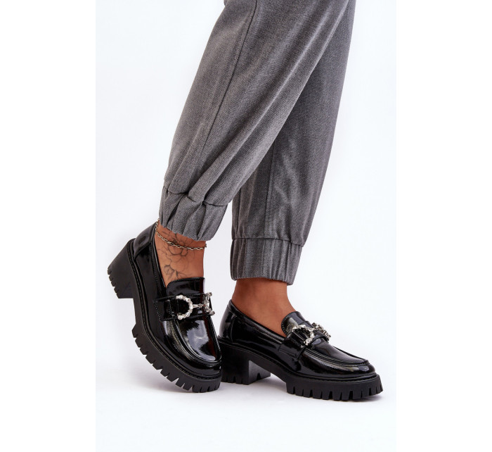 Dámské lakované boty s masivními vysokými podpatky, černá Lemmitty
