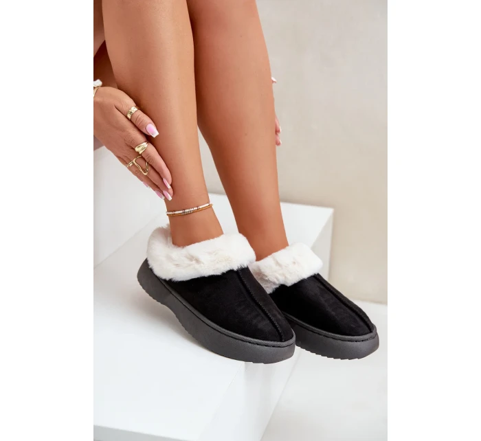 Dámské Pantofle S Kožešinou Černé Zinntia Dámské Pantofle S Kožešinou Černé Zinntia