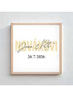 Personalizovaný magický fotoobraz v rámu - čtverec 20x20 - jména novomanželů Personalizovaný magický fotoobraz v rámu - čtverec 20x20 - jména novomanželů