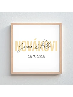 Personalizovaný magický fotoobraz v rámu - čtverec 20x20 - jména novomanželů