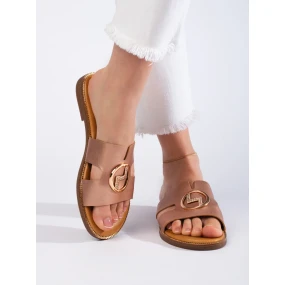 Praktické dámské zlaté nazouváky na klínku Praktické dámské zlaté nazouváky na klínku