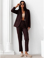 Elegantní dámský kostým – sako a kalhoty, hnědý, FashionStreet AY1245 Elegantní dámský kostým – sako a kalhoty, hnědý, FashionStreet AY1245