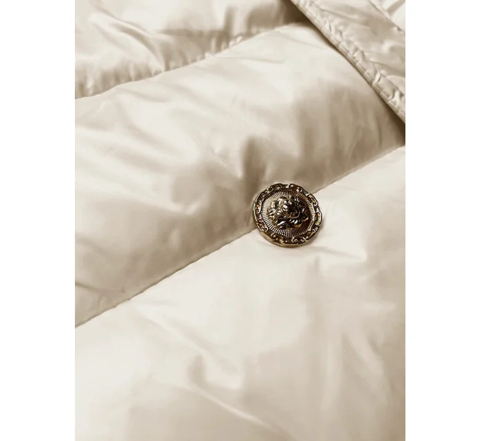 Dámský péřový kabát v barvě se zapínáním na knoflíky model 21248476 - J.STYLE