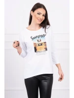 Halenka s potiskem Letní auto bílá Halenka s potiskem Letní auto bílá