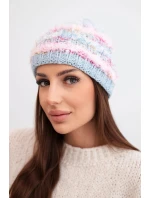 Dámská zimní čepice s barevným vláknem a elastickým stahováním K352 modrá