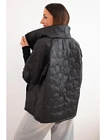 Dámská jarní prošívaná bunda s ozdobným model 22040152 vzorem a zipem černá - K-Fashion