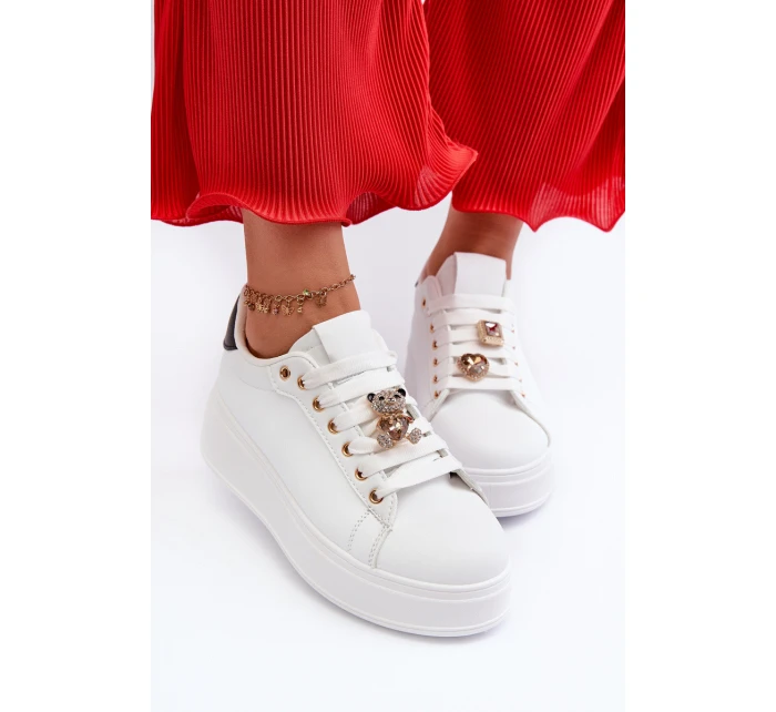 Dámské boty na platformě s ozdobami bílé Herbisa Dámské boty na platformě s ozdobami bílé Herbisa