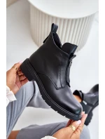 Kožené Boty Na Plochém Podpatku Zateplené Černé model 21675477 - EVENTO Kožené Boty Na Plochém Podpatku Zateplené Černé model 21675477 - EVENTO