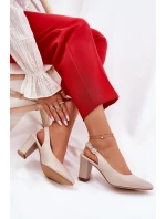 Pohodlné lodičky na podpatku model 21692903 Béžové - SERGIO LEONE