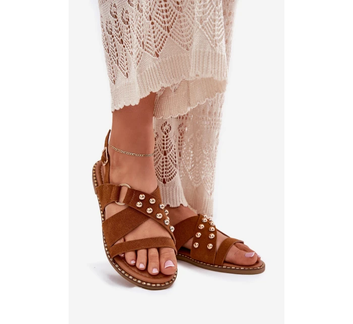 Dámské Sandály Na Plochém Podpatku Se Zlatými model 21702286 - Boto Dámské Sandály Na Plochém Podpatku Se Zlatými model 21702286 - Boto