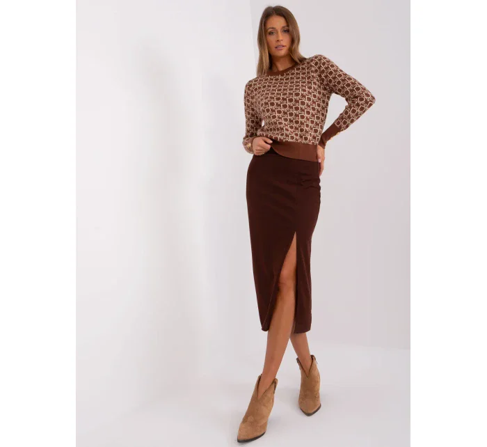 Sukně LK SD 509445.72P tmavě hnědá