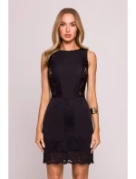 M864 Mini šaty s krajkovými panely - černé