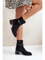 Zateplené Dámské Kotníkové Boty Na Nízkém Podpatku S Ozdobnými Pásky D&A Černé Zateplené Dámské Kotníkové Boty Na Nízkém Podpatku S Ozdobnými Pásky D&A Černé