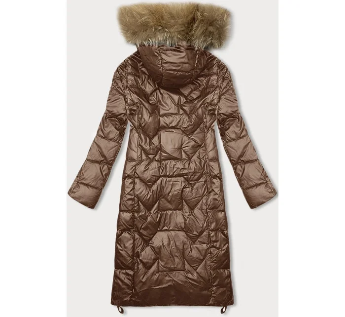 Dlouhá dámská prošívaná bunda ve velbloudí barvě model 21247429 - Glakate