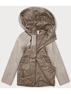 Volná bunda s odepínací kapucí Vaston camel-melange (SJ218-036#)