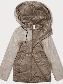Volná bunda s odepínací kapucí Vaston camel-melange (SJ218-036#)