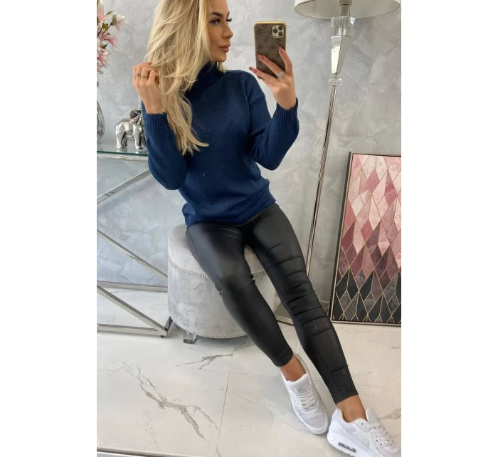 Poloviční svetr s rolákem tmavě modrý