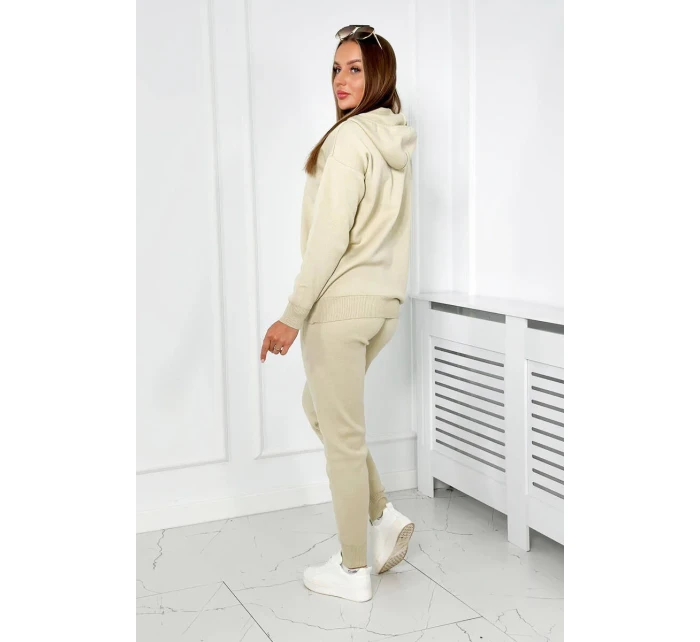 Svetr set Mikina + Kalhoty tmavě béžová
