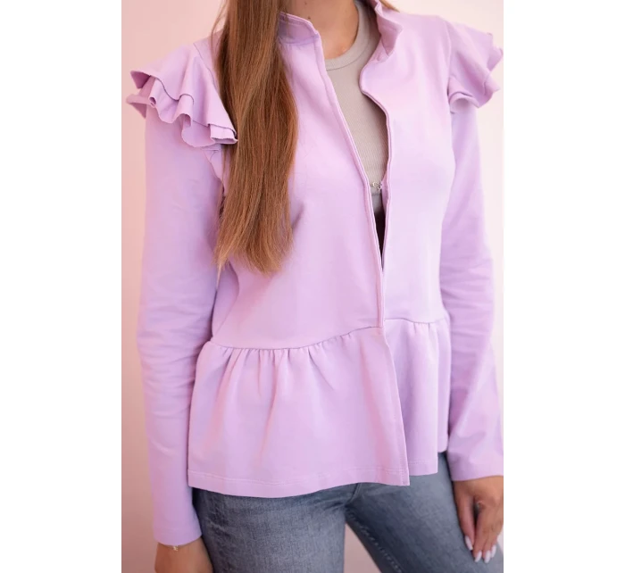 Dámský přehoz s volánky a stojáčkem fialka