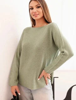 Svetr dámský z viskózy s dlouhým rukávem a kulatým výstřihem model 21270032 khaki - K-Fashion