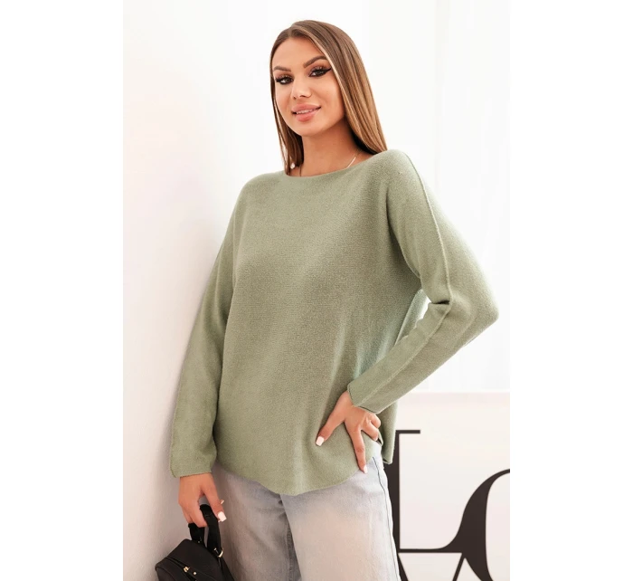 Svetr dámský z viskózy s dlouhým rukávem a kulatým výstřihem model 21270032 khaki - K-Fashion Svetr dámský z viskózy s dlouhým rukávem a kulatým výstřihem model 21270032 khaki - K-Fashion
