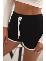 Dámské bavlněné šortky s elastickým pasem a sportovním lemem černé Dámské bavlněné šortky s elastickým pasem a sportovním lemem černé