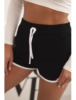 Dámské bavlněné šortky s elastickým pasem a sportovním lemem černé